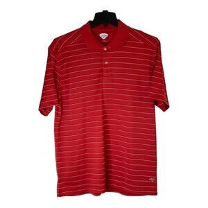 Callaway Polo Shirt Mens Large L Short Sleeves Red Stripes Golf